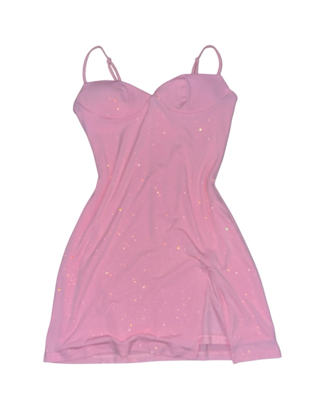 pink sparkly dress with gloves